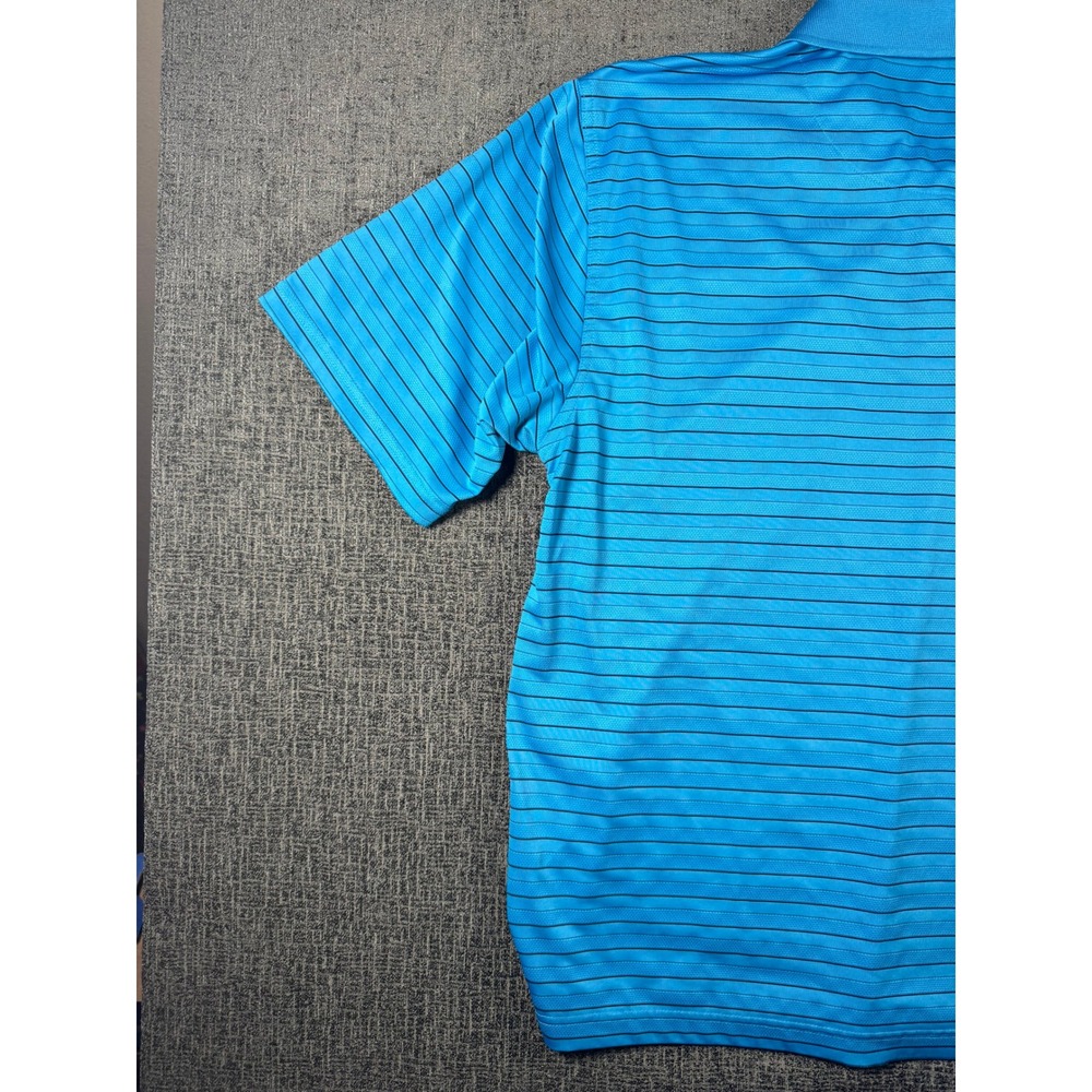 PGA Tour Mens XL Blue Striped Short Sleeve Performance Golf Polo Shirt - Picture 11 of 12